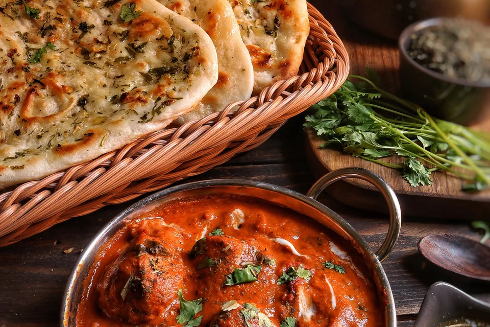 BookNoFees: Esimerkkikuva: Curry, jonka kanssa tarjoillaan valkosipulinaania